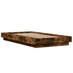 Berkfield Home Durable Bed Frame with LED Lights without Mattress Smoked Oak 90x200cm in Brown - Size: 90x200 cm - thumbnail 7