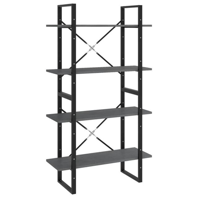 Berkfield Home 4-Tier Book Cabinet Grey 80x30x140 cm Solid Pine Wood - Size: 80 x 30 x 140 cm - image 1