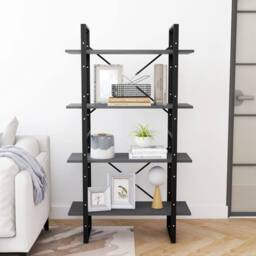 Berkfield Home 4-Tier Book Cabinet Grey 80x30x140 cm Solid Pine Wood - Size: 80 x 30 x 140 cm - thumbnail 3