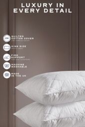 Snuggledown Hotel Luxury Cotton Quilted Kingsize Firm Pillow in White - Size: King - thumbnail 6