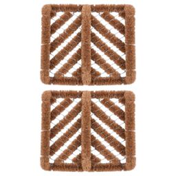 Nicola Spring Coir Knotted Scraper Door Mats - 35 x 30cm - Set of 2 in Brown - Size: 30 cm x 35 cm - thumbnail 1