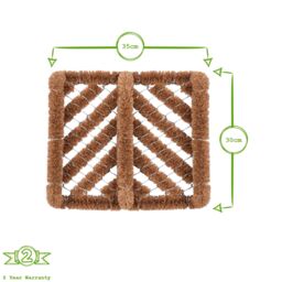 Nicola Spring Coir Knotted Scraper Door Mats - 35 x 30cm - Set of 2 in Brown - Size: 30 cm x 35 cm - thumbnail 3