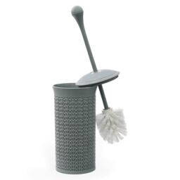 JVL Loop Toilet Brush & Round Plastic Bin in Grey - thumbnail 3