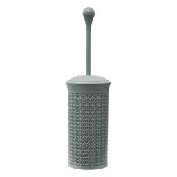 JVL Loop Toilet Brush & Round Plastic Bin in Grey - thumbnail 2