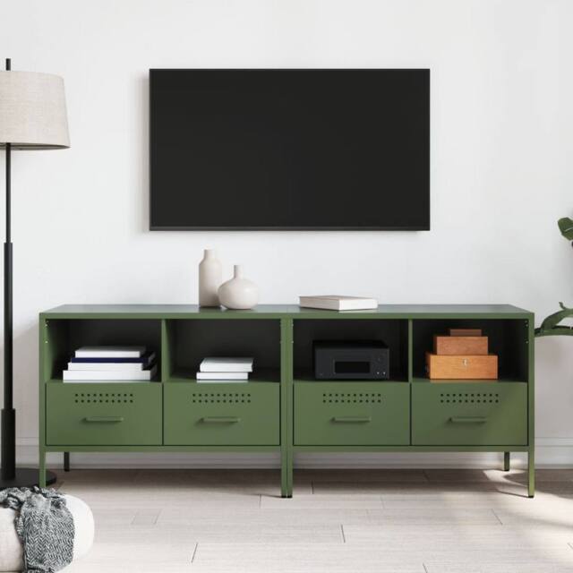 Berkfield Home TV Cabinets 2 pcs Olive Green 68x39x50.5 cm Steel - image 1