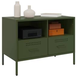 Berkfield Home TV Cabinets 2 pcs Olive Green 68x39x50.5 cm Steel - thumbnail 4