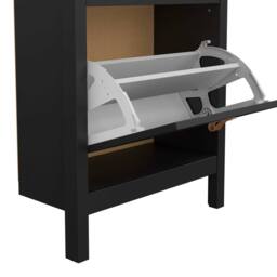 Wyld Haus Wildberry Matt Black Wooden Shoe Cabinet 2 Flip Down Doors - thumbnail 6