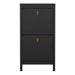 Wyld Haus Wildberry Matt Black Wooden Shoe Cabinet 2 Flip Down Doors - thumbnail 3