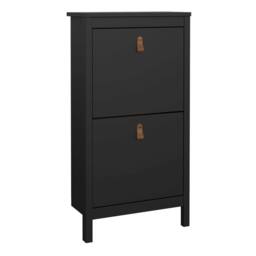 Wyld Haus Wildberry Matt Black Wooden Shoe Cabinet 2 Flip Down Doors - thumbnail 2