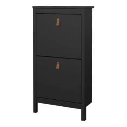 Wyld Haus Wildberry Matt Black Wooden Shoe Cabinet 2 Flip Down Doors - thumbnail 4