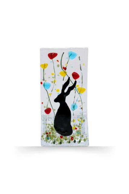 Sienna Glass Handmade Fused Glass - Tea Light Holder - Hare - Wildflower - image 1