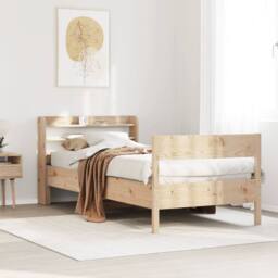 Berkfield Home Bed Frame without Mattress 75x190 cm Small Single Solid Wood Pine in Natural - thumbnail 2