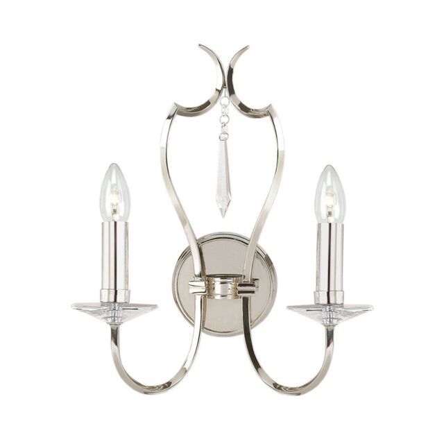 Loops Twin Wall Light Sconce Highly Polished Nickel Finish LED E14 60W Bulb d02070 in Metallics