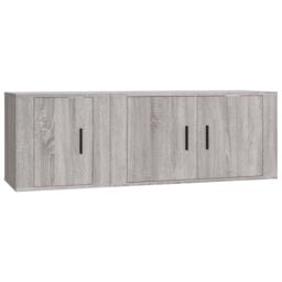 Berkfield Home 2 Piece TV Cabinet Set Grey Sonoma Engineered Wood - thumbnail 2