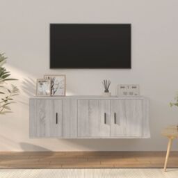 Berkfield Home 2 Piece TV Cabinet Set Grey Sonoma Engineered Wood - thumbnail 1