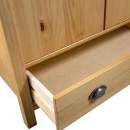 Berkfield Home 2-Door Wardrobe Hill 89x50x170 cm Solid Pine Wood in Brown - Size: 89 x 50 x 170 cm - thumbnail 5