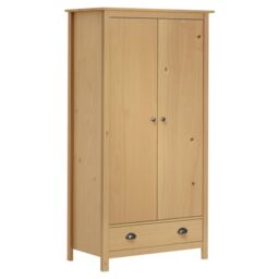 Berkfield Home 2-Door Wardrobe Hill 89x50x170 cm Solid Pine Wood in Brown - Size: 89 x 50 x 170 cm