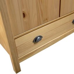 Berkfield Home 2-Door Wardrobe Hill 89x50x170 cm Solid Pine Wood in Brown - Size: 89 x 50 x 170 cm - thumbnail 4