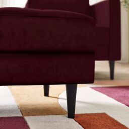 FurnitureboxUK Jade Velvet Chesterfield Footstool in Maroon - thumbnail 4