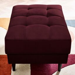 FurnitureboxUK Jade Velvet Chesterfield Footstool in Maroon - thumbnail 2