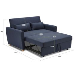 Bravich LTD Dahlia 2-Seater Pull Out Sofa Bed - Convertible Sleeper Sofa in Blue - Size: 2 Seater - thumbnail 6