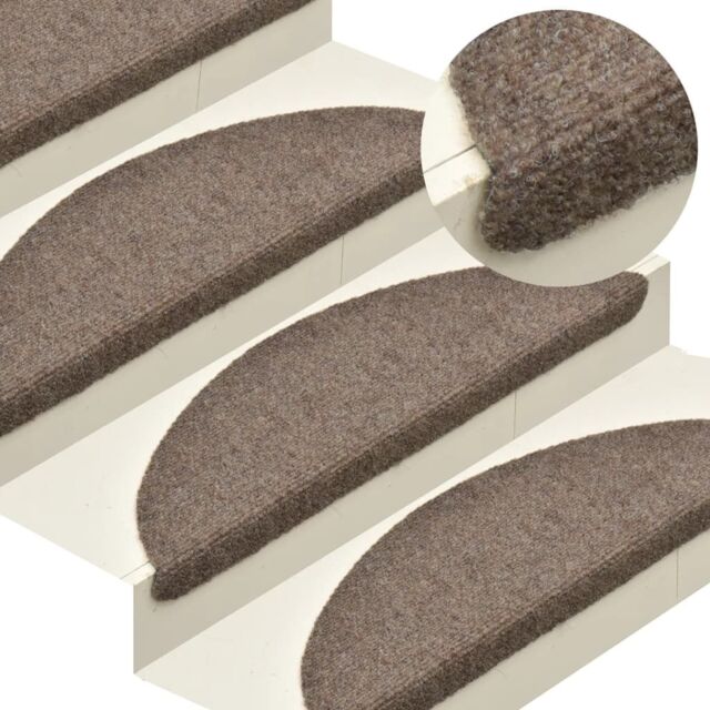 Berkfield Home Self-adhesive Stair Mats 10 pcs Cream 65x21x4 cm Needle Punch - Size: Medium - image 1