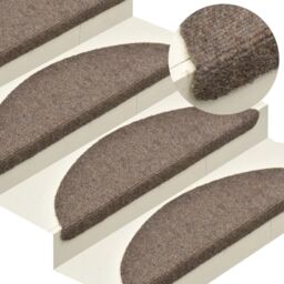 Berkfield Home Self-adhesive Stair Mats 10 pcs Cream 65x21x4 cm Needle Punch - Size: Medium - thumbnail 1
