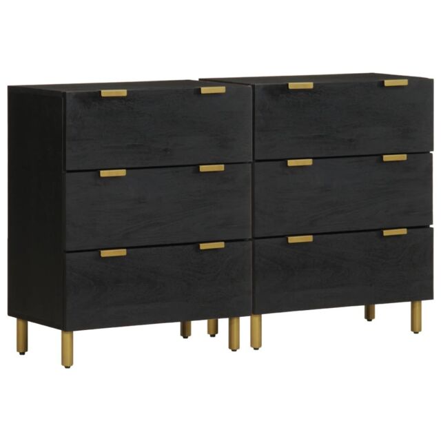 Berkfield Home Sideboards 2 pcs Black 60x33x75 cm Engineered Wood - Size: 60 x 33 x 75 cm - image 1