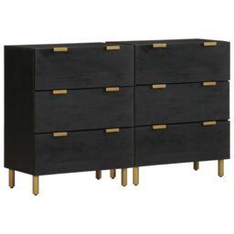 Berkfield Home Sideboards 2 pcs Black 60x33x75 cm Engineered Wood - Size: 60 x 33 x 75 cm - thumbnail 1
