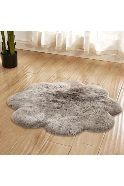 Living and Home 90CM Soft Fluffy Rug Grey Faux Sheepskin Fur Rug Shaggy Couch Mat for Bedroom Living Room - Size: 90 cm diameter - image 1