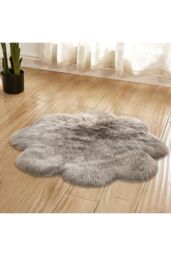 Living and Home 90CM Soft Fluffy Rug Grey Faux Sheepskin Fur Rug Shaggy Couch Mat for Bedroom Living Room - Size: 90 cm diameter - thumbnail 1