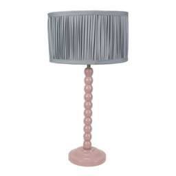 ValueLights Bobbins Rose Pink Table Lamp with Ruched Pleated Shade & Bulb in Baby Blue - thumbnail 3