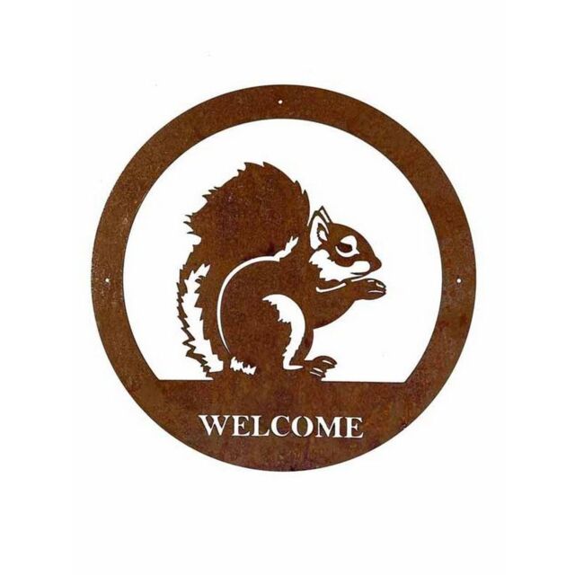 Poppyforge Squirrel Welcome Wall Art - Large - Steel - W49.5 x H49.5 cm - BM/RtR in Brown - image 1