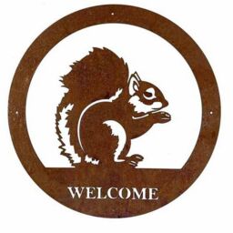 Poppyforge Squirrel Welcome Wall Art - Large - Steel - W49.5 x H49.5 cm - BM/RtR in Brown - thumbnail 2