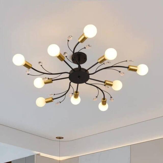 Garwarm 10-Light Semi Flush Pendant Chandelier in Black - image 1