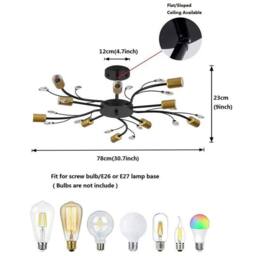 Garwarm 10-Light Semi Flush Pendant Chandelier in Black - thumbnail 5