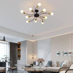 Garwarm 10-Light Semi Flush Pendant Chandelier in Black - thumbnail 4