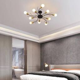 Garwarm 10-Light Semi Flush Pendant Chandelier in Black - thumbnail 2