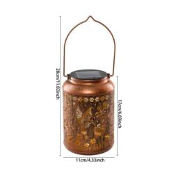 SPETLEK 1pc Metal Solar Lantern Hanging Light with LED for Outdoor in Brown - thumbnail 2