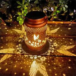 SPETLEK 1pc Metal Solar Lantern Hanging Light with LED for Outdoor in Brown - thumbnail 3