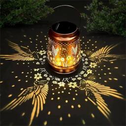 SPETLEK 1pc Metal Solar Lantern Hanging Light with LED for Outdoor in Brown - thumbnail 1