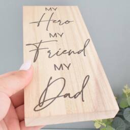 Amaya Rose Ltd My Hero My Friend My Dad Solid Wood Plaque Rustic Shelf Decor in Beige - thumbnail 5