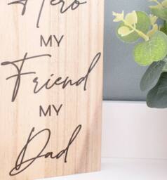 Amaya Rose Ltd My Hero My Friend My Dad Solid Wood Plaque Rustic Shelf Decor in Beige - thumbnail 3