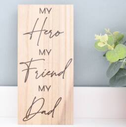 Amaya Rose Ltd My Hero My Friend My Dad Solid Wood Plaque Rustic Shelf Decor in Beige - thumbnail 2