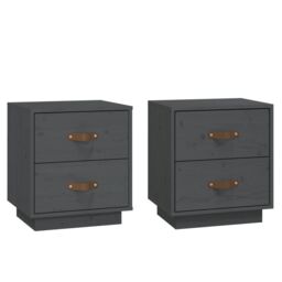 Berkfield Home Bedside Cabinets 2 pcs Grey 40x34x45 cm Solid Wood Pine - Size: 40 x 34 x 45 cm - thumbnail 2