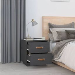 Berkfield Home Bedside Cabinets 2 pcs Grey 40x34x45 cm Solid Wood Pine - Size: 40 x 34 x 45 cm - thumbnail 4