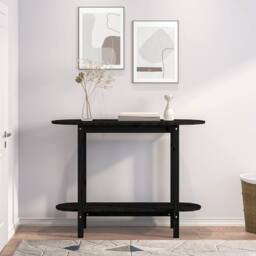 Berkfield Home Beautiful Console Table Black 110x40x80 cm Solid Wood Pine - Size: 110 x 40 x 80 cm - thumbnail 1
