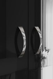 FWStyle 2 Door Mirrored High Gloss Black Double Wardrobe - thumbnail 3