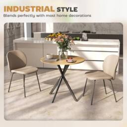 Kelvenix 80cm Round Dining Table with Cross Steel Legs in Brown - Size: 0.6m2 - thumbnail 4
