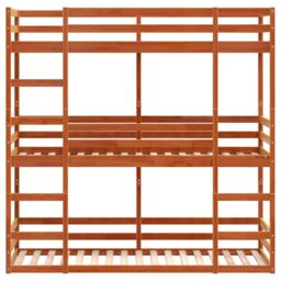 Berkfield Home Triple Bunk Bed without Mattress Wax Brown 80x200 cm Solid Wood Pine - thumbnail 5